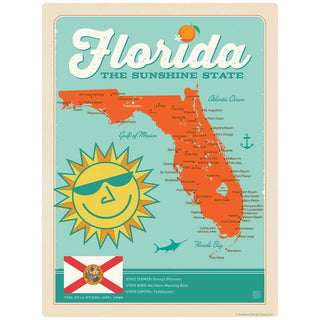 Florida Sunshine State Map Vinyl Sticker