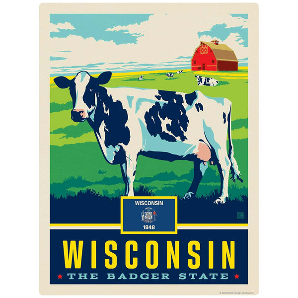 Wisconsin Badger State Cow Vinyl Sticker