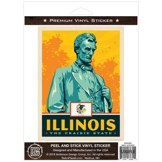 Illinois Prairie State Abraham Lincoln Vinyl Sticker