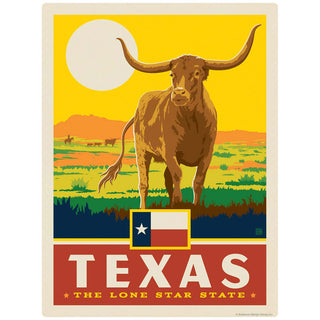 Texas Lone Star State Longhorn Vinyl Sticker