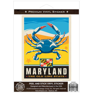 Maryland Old Line State Blue Crab Vinyl Sticker