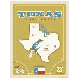 Texas Lone State State Map Vinyl Sticker