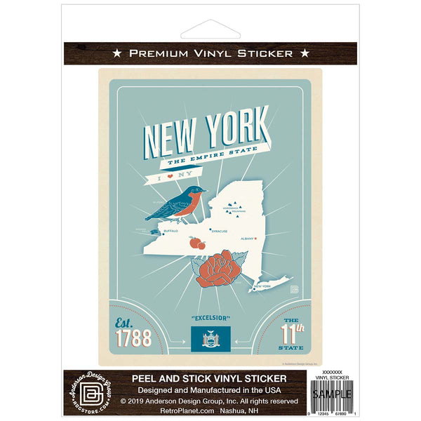 New York Empire State Map Vinyl Sticker