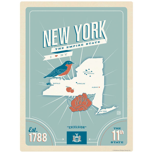 New York Empire State Map Vinyl Sticker