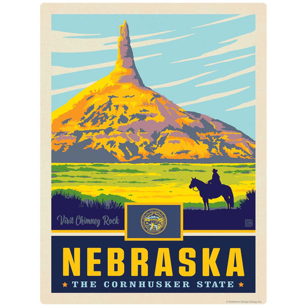 Nebraska Cornhusker State Chimney Rock Vinyl Sticker