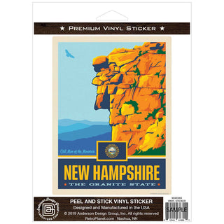 New Hampshire Granite State Old Man of the Mountain Vinyl Sticker