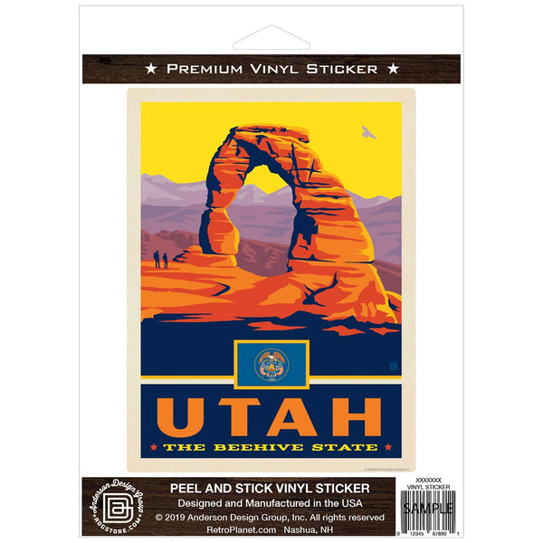 Utah Beehive State Delicate Arch Vinyl Sticker