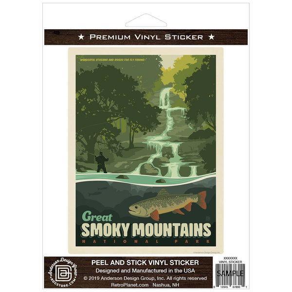 Fly Fishing Vinyl Sticker Smoky Mtns National Park