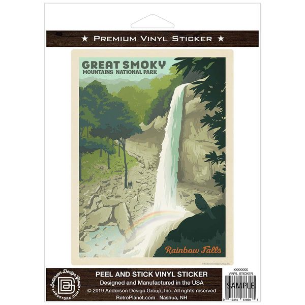 Rainbow Falls Vinyl Sticker Smoky Mtns National Park