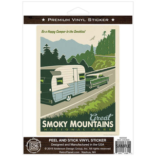 Happy Camper Vinyl Sticker Smoky Mtns National Park