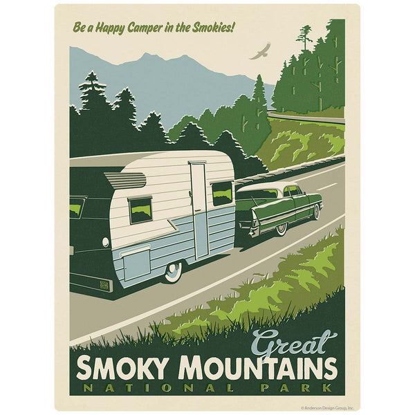 Happy Camper Vinyl Sticker Smoky Mtns National Park