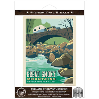 Chimney Tops Picnic Area Vinyl Sticker Smoky Mtns National Park