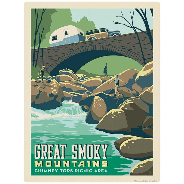 Chimney Tops Picnic Area Vinyl Sticker Smoky Mtns National Park