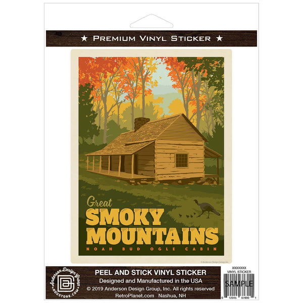 Noah Bud Ogle Cabin Vinyl Sticker Smoky Mtns National Park