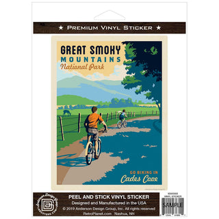 Cades Cove Biking Vinyl Sticker Smoky Mtns National Park