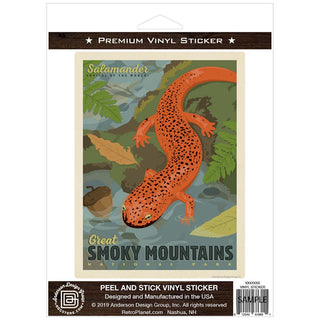 Red Salamander Vinyl Sticker Smoky Mtns National Park