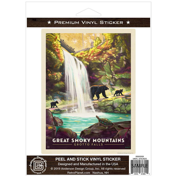 Grotto Falls Vinyl Sticker Smoky Mtns National Park