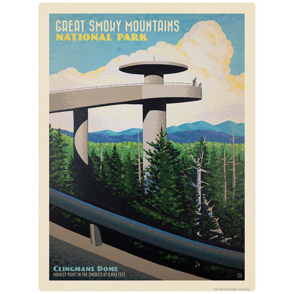 Clingmans Dome Decal Smoky Mtns National Park