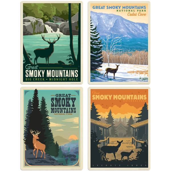 Smoky Mountains Natl Park Deer Vinyl Sticker Set Of 4