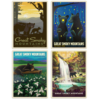 Smoky Mountains Natl Bears Deer Vinyl Sticker Set Of 4