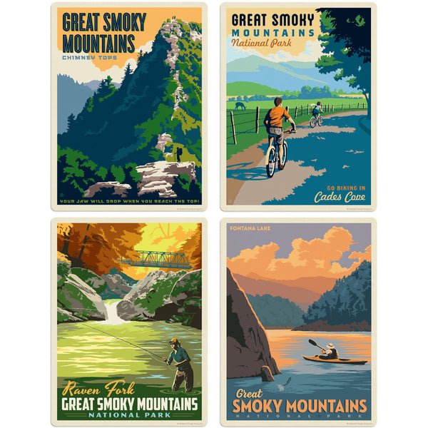 Smoky Mountains Natl Park Great Outdoors Vinyl Sticker Set Of 4