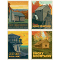 Smoky Mountains Natl Park Cabins Vinyl Sticker Set Of 4