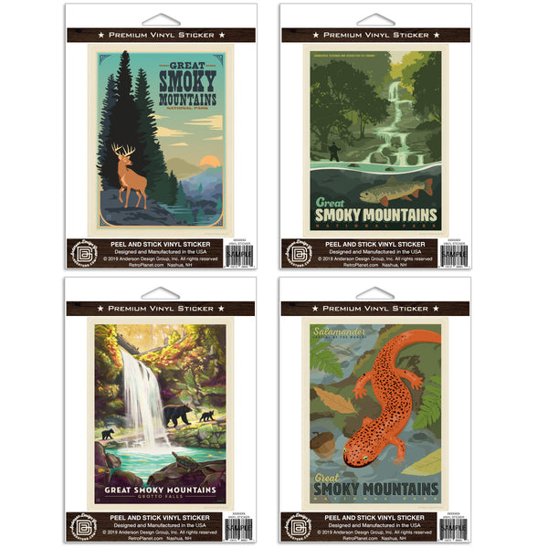 Smoky Mountains Natl Park Wildlife Vinyl Sticker Set Of 4