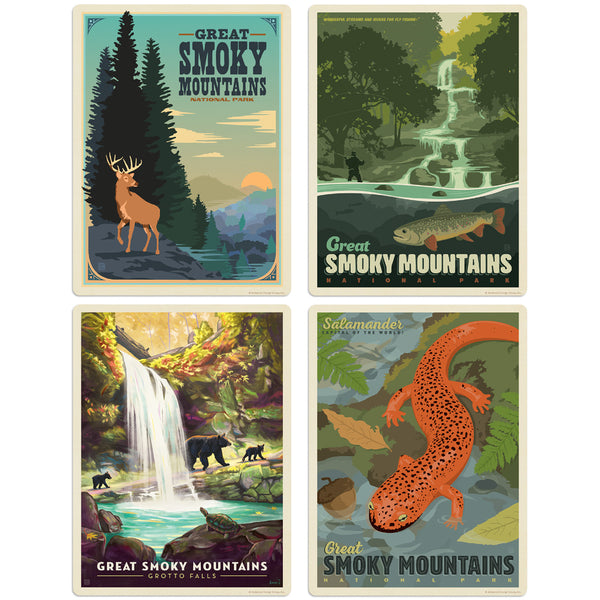 Smoky Mountains Natl Park Wildlife Vinyl Sticker Set Of 4