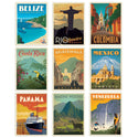 Central and South America Vinyl Sticker Set of 9