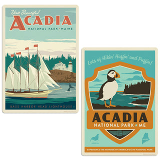 Acadia National Park Bass Harbor Light Maine Sticker Set of 2