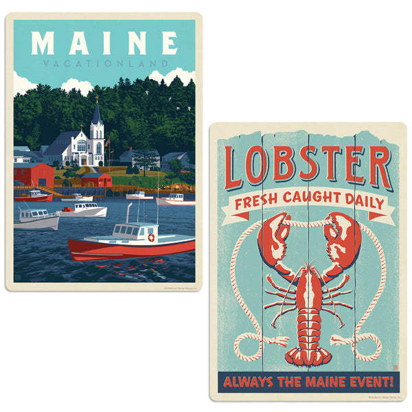 Downeast Maine Lobster Vinyl Sticker Set of 2