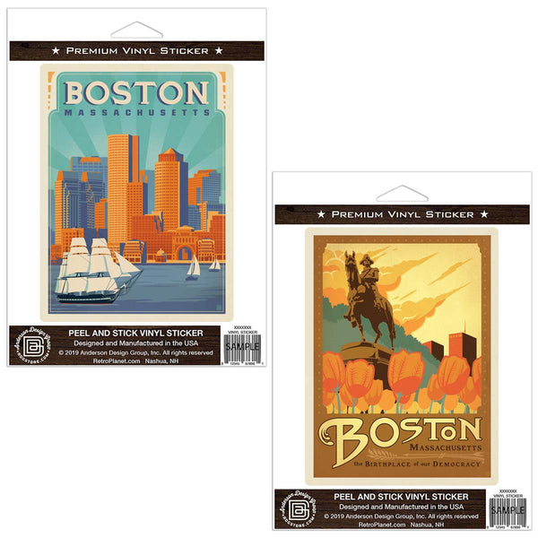 Boston Massachusetts Sticker Set of 2