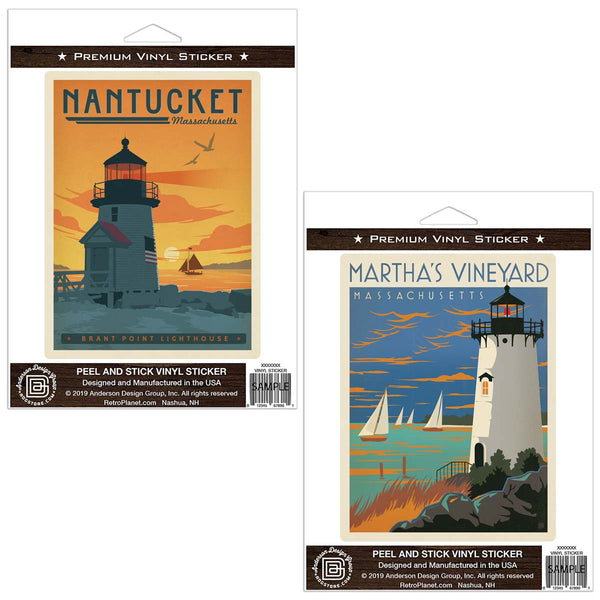 Cape Code Islands Nantucket Marthas Vineyard Sticker Set of 2