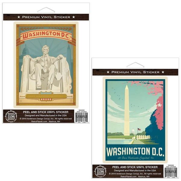Washington DC Monument Lincoln Memorial Sticker Set of 2