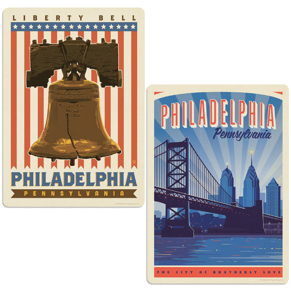 Philadelphia Pennsylvania Liberty Bell Sticker Set of 2