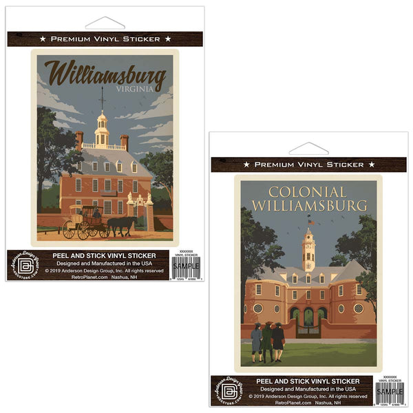 Colonial Willamsburg Virginia Sticker Set of 2