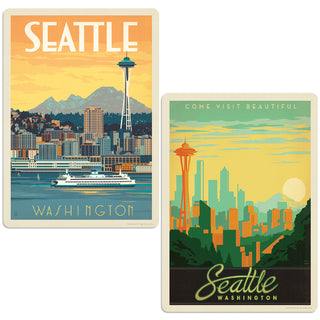 Seattle Washington Skyline Sticker Set of 2