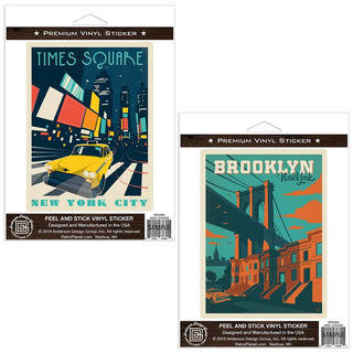 New York City Time Square Brooklyn Sticker Set of 2