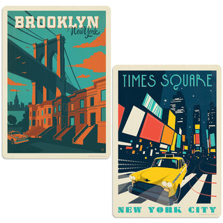 New York City Time Square Brooklyn Sticker Set of 2