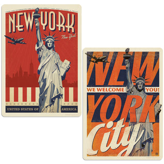 New York City Lady Liberty Sticker Set Of 2