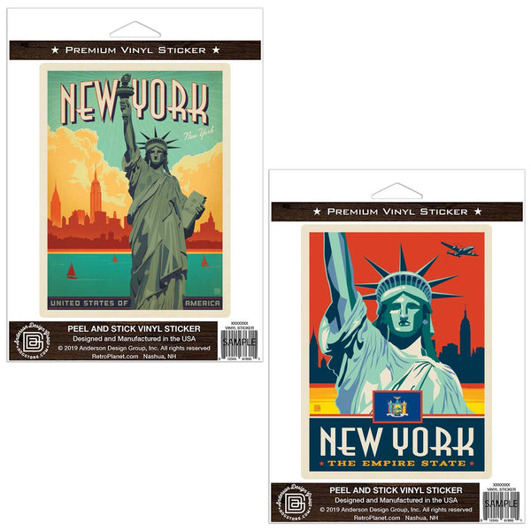 New York City Statue of Liberty Sticker Set of 2