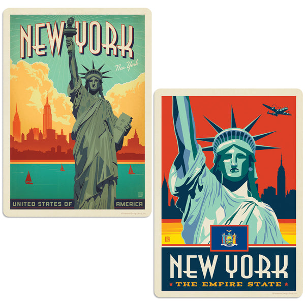 New York City Statue of Liberty Sticker Set of 2