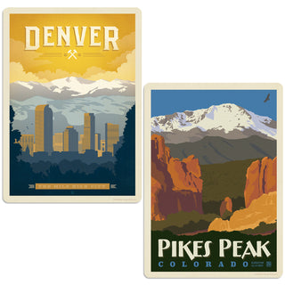 Denver Colorado Pikes Peak Sticker Set of 2