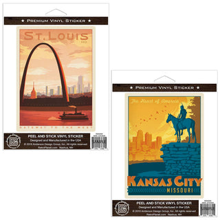 St Louis Kansas City Missouri Sticker Set of 2