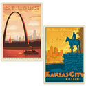 St Louis Kansas City Missouri Sticker Set of 2
