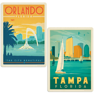 Orlando Tampa Florida Vinyl Sticker Set of 2