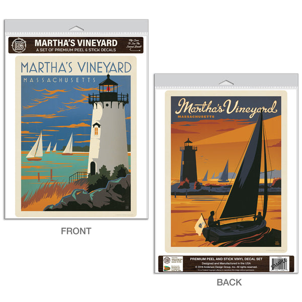 Marthas Vineyard Massachusetts Decal Set of 2