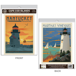 Cape Code Islands Nantucket Marthas Vineyard Decal Set of 2