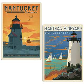 Cape Code Islands Nantucket Marthas Vineyard Decal Set of 2