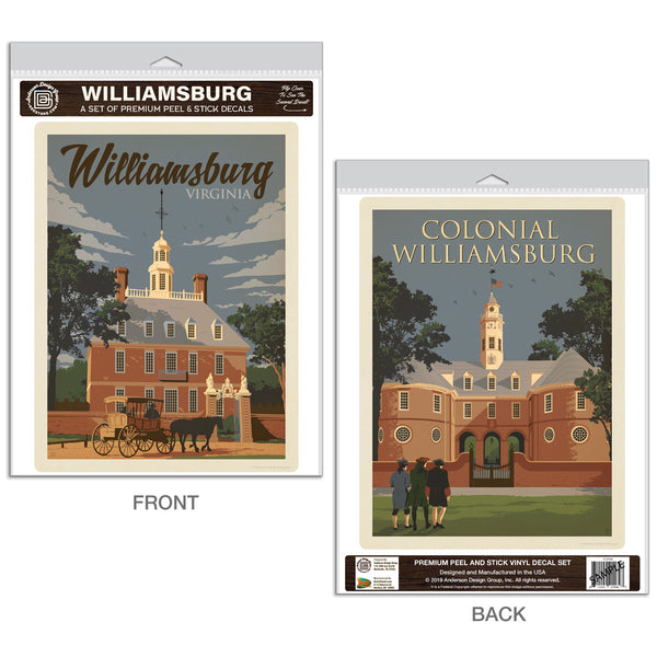 Colonial Willamsburg Virginia Decal Set of 2